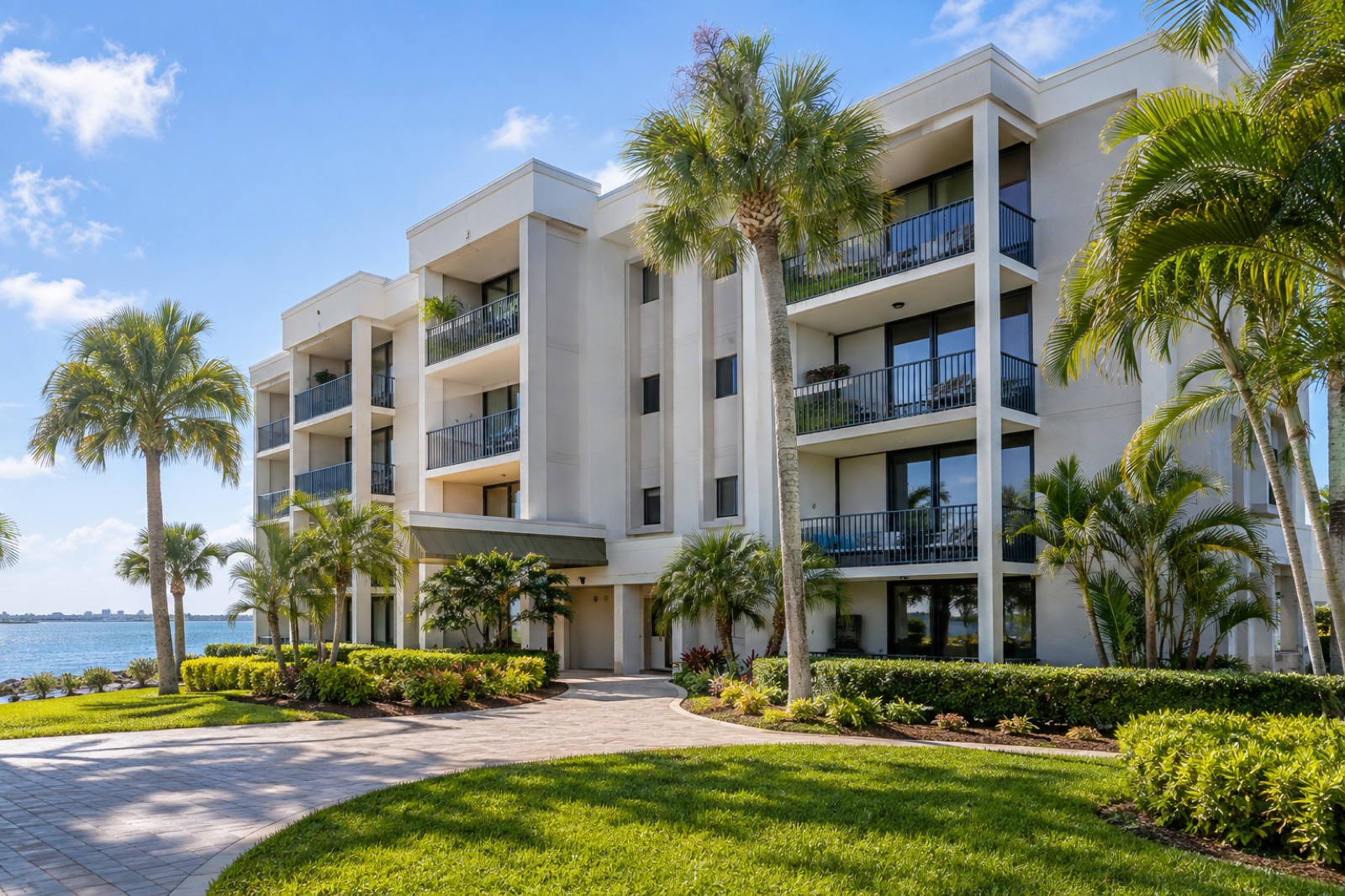 Original synthetic rendering for Water-view condominium with a private balcony